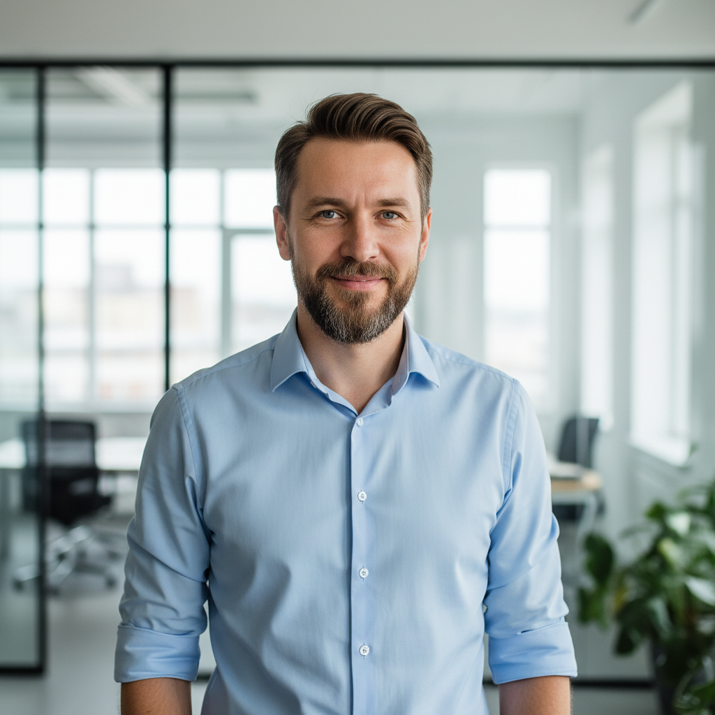 Professional Russian male business customer portrait